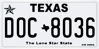 TX license plate DOC8036