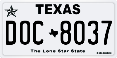 TX license plate DOC8037
