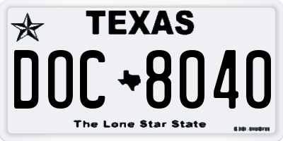 TX license plate DOC8040