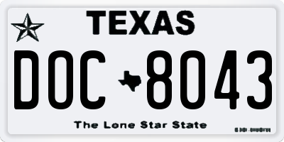 TX license plate DOC8043