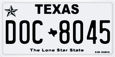 TX license plate DOC8045