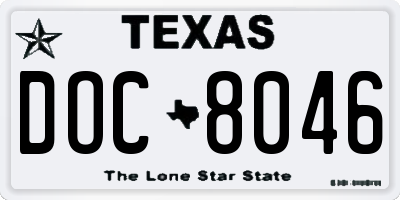 TX license plate DOC8046