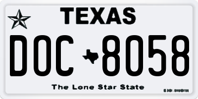 TX license plate DOC8058