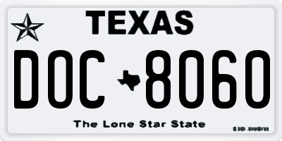 TX license plate DOC8060
