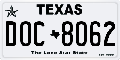 TX license plate DOC8062