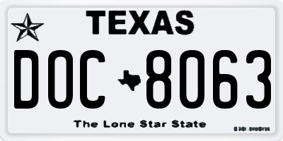 TX license plate DOC8063