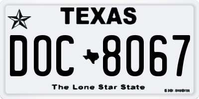 TX license plate DOC8067