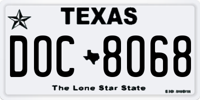 TX license plate DOC8068