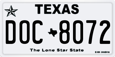 TX license plate DOC8072