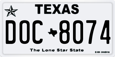 TX license plate DOC8074