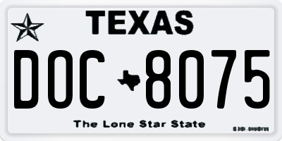 TX license plate DOC8075