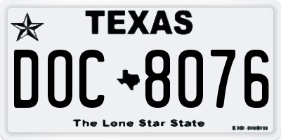 TX license plate DOC8076