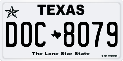 TX license plate DOC8079