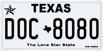 TX license plate DOC8080