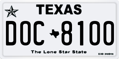 TX license plate DOC8100