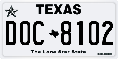 TX license plate DOC8102
