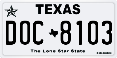 TX license plate DOC8103