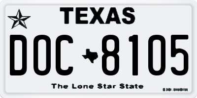 TX license plate DOC8105