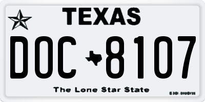 TX license plate DOC8107