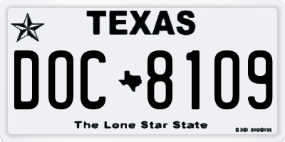 TX license plate DOC8109