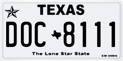 TX license plate DOC8111