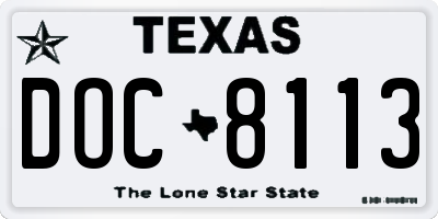 TX license plate DOC8113