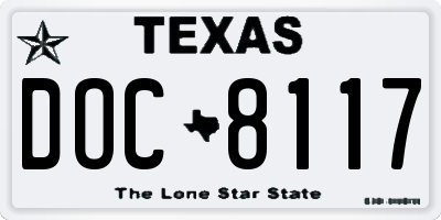 TX license plate DOC8117