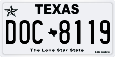 TX license plate DOC8119