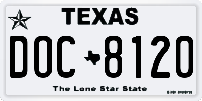 TX license plate DOC8120
