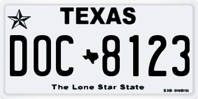 TX license plate DOC8123