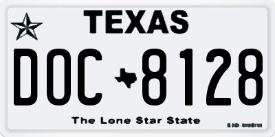 TX license plate DOC8128