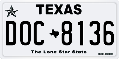 TX license plate DOC8136