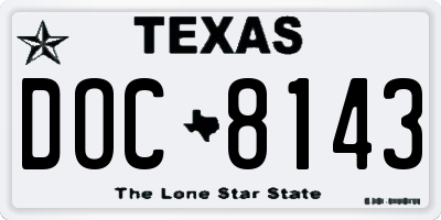 TX license plate DOC8143