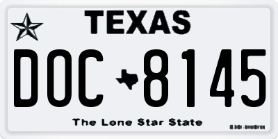 TX license plate DOC8145