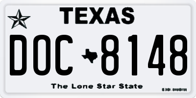 TX license plate DOC8148