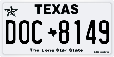 TX license plate DOC8149