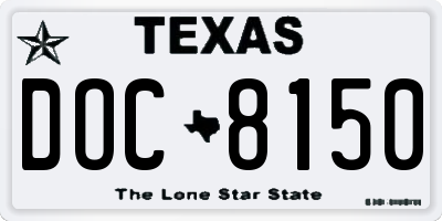 TX license plate DOC8150