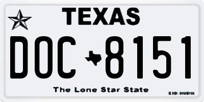 TX license plate DOC8151