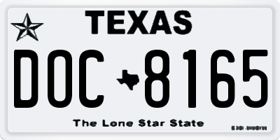 TX license plate DOC8165
