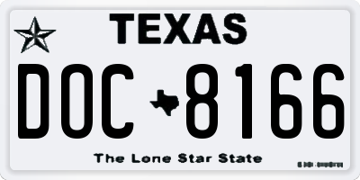 TX license plate DOC8166