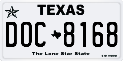 TX license plate DOC8168