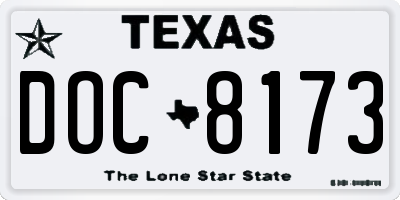 TX license plate DOC8173