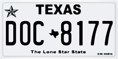 TX license plate DOC8177