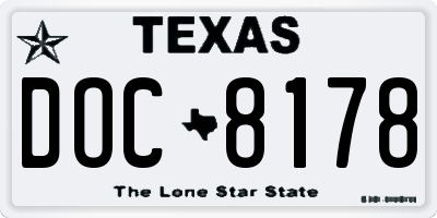 TX license plate DOC8178
