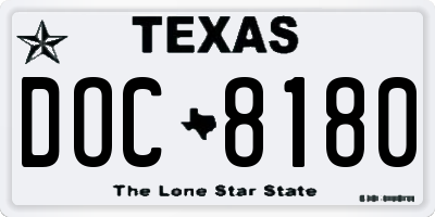 TX license plate DOC8180