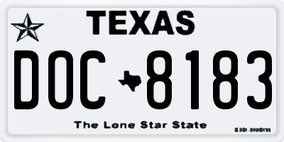 TX license plate DOC8183