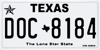 TX license plate DOC8184