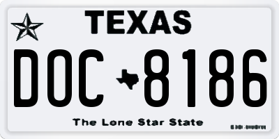 TX license plate DOC8186