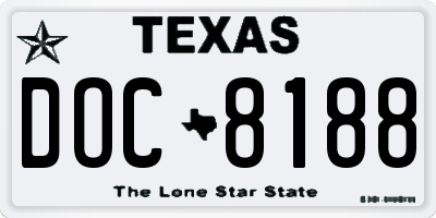 TX license plate DOC8188
