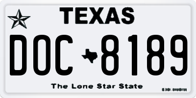 TX license plate DOC8189